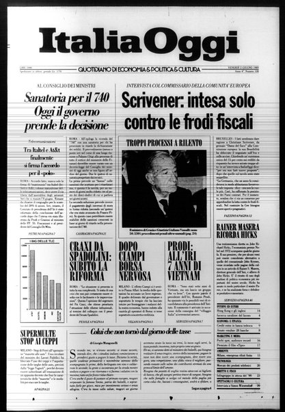 Italia oggi : quotidiano di economia finanza e politica